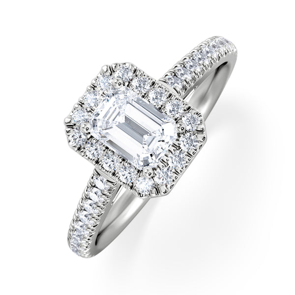 Annabelle GIA Diamond Halo Engagement Ring 18K White Gold 1.35ct G/VS2